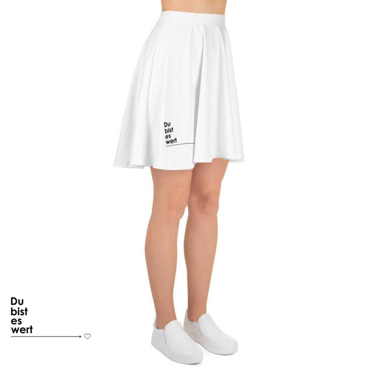 Femileganz Sommer - Skaterrock mit minimalistischen Design in Schriftzug Du bist es wert