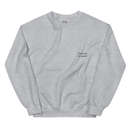 Cozy Femileganz sweater with minimalist lettering designs