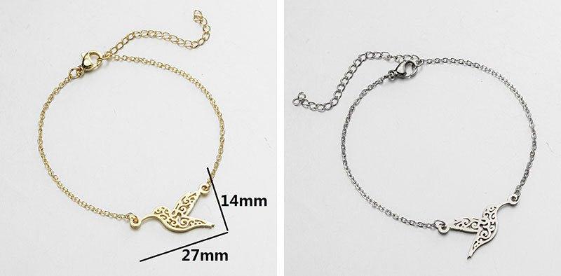 Armband mit Kolibri-Anhänger in Gold und Silber, Abmessungen inklusive