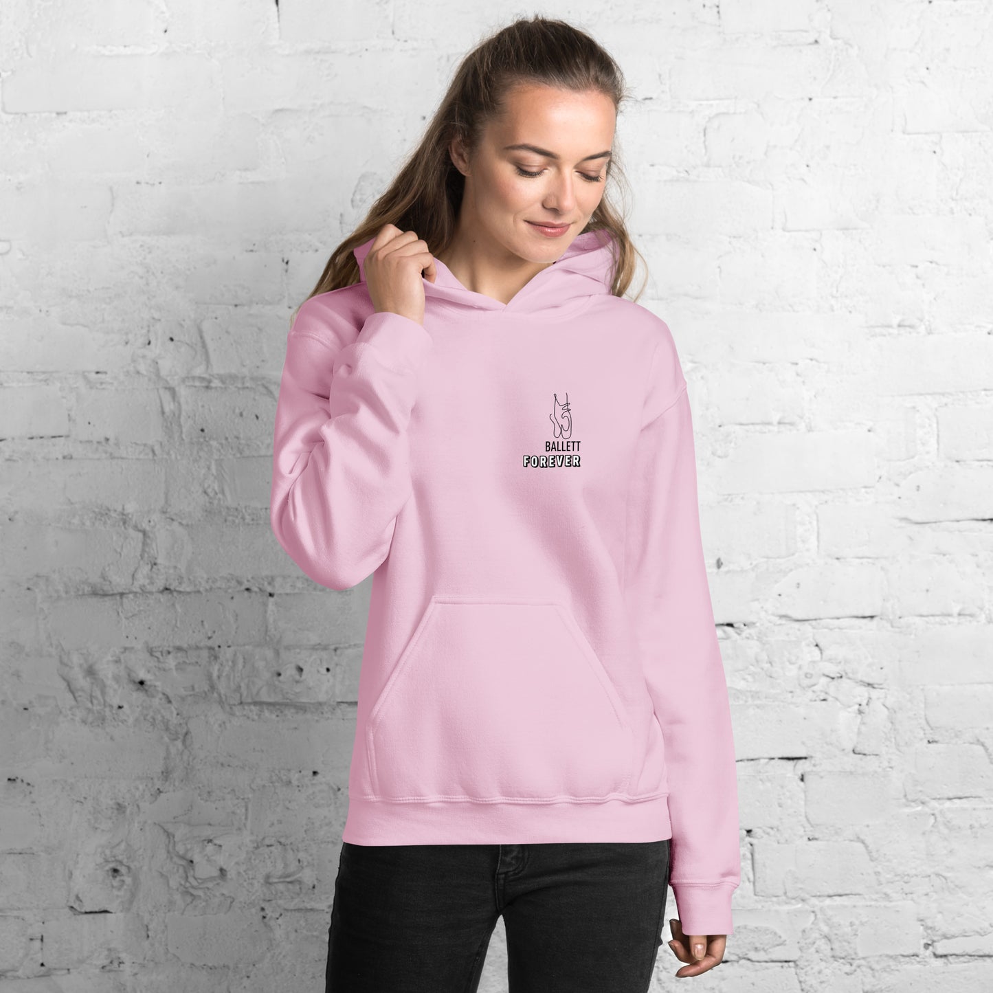 Cozy Femileganz hoodie with minimalist dance designs