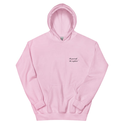 Cozy Femileganz hoodie with minimalist lettering designs